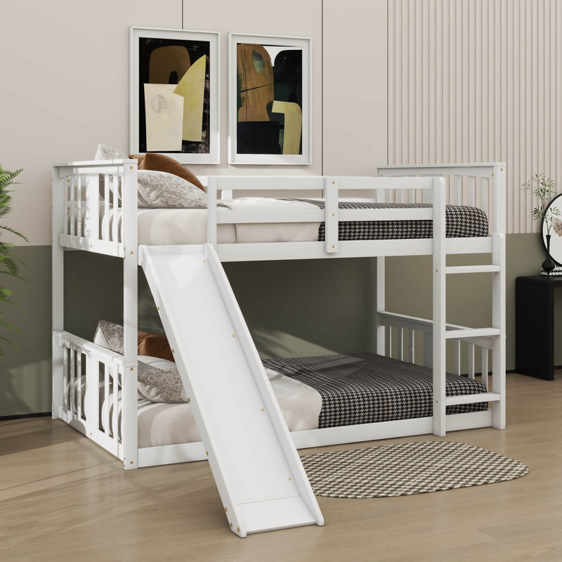 Exciting Bunk Bed Complete With Slide & Robust Climbing Ladder, Twin Over Twin
