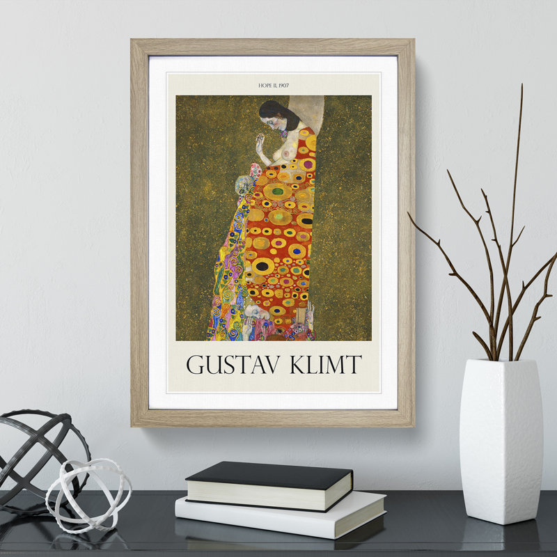 Hope Ii by Gustav Klimt - Picture Frame Painting, Oak Framed, 48cm H x 36cm W x 2cm D