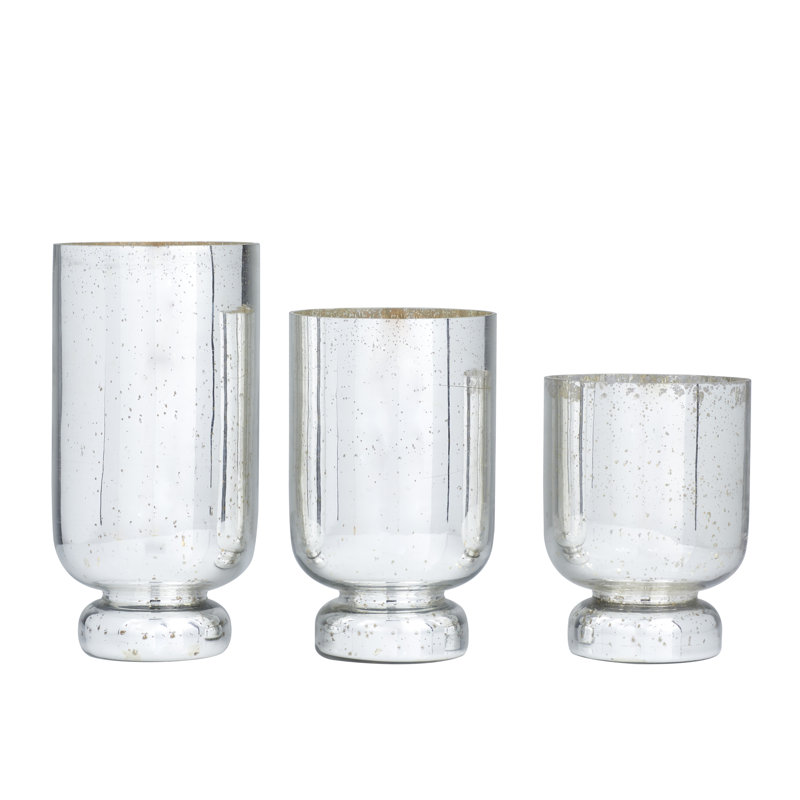 Uvalda 11.95'' H Glass Tabletop Hurricane, Silver