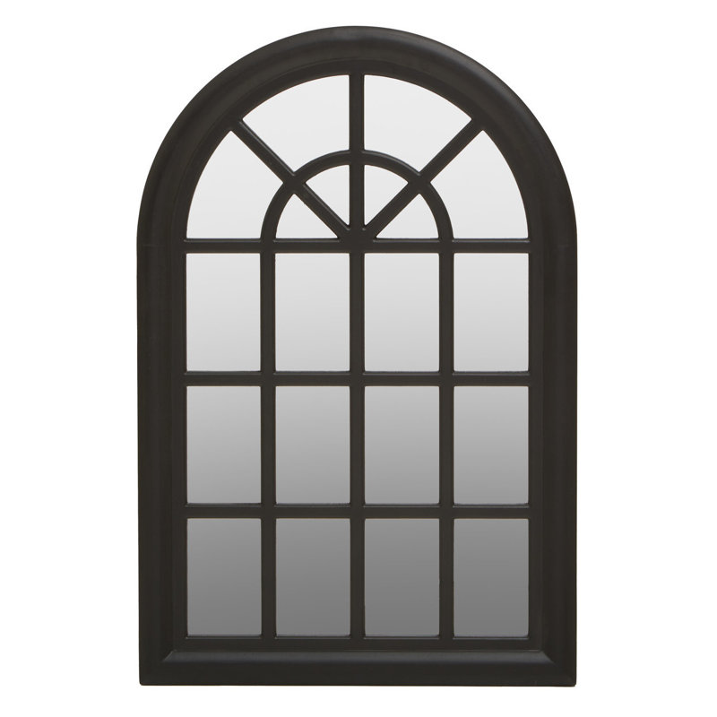 Waukena Metal Flat Wall Mirror, Black