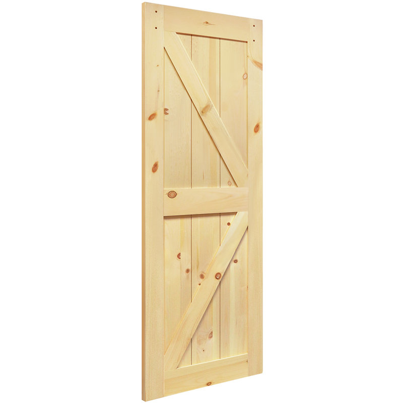 Porte de grange à panneaux en bois sans finition sans trousse de quincaillerie d'installation, H 84 po x l 24 po x P 1,38 po