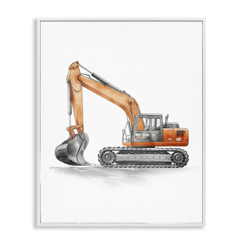 Giclée encadrée de camions de travail, conception par Christine Simpson Art, H 20 po x l 16 po