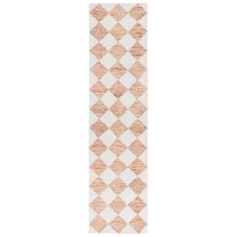 Ebony Hand Tufted Wool Pile Checkered Rug, Runner 2'3" x 9'