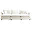 Canapé modulaire Mid-Century 3 places avec 2 accoudoirs et 3 coussins décoratifs, tissu en velours côtelé beige-1855392759