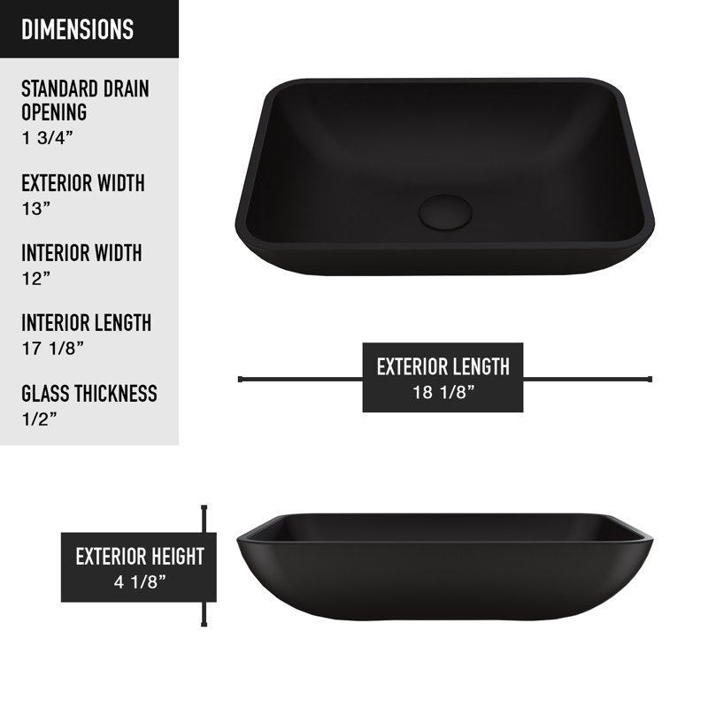 Lavabo de salle de bain rectangulaire Sottile, Coque noire matte