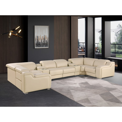 Stanwin 8 - Piece Top Grain Italian Leather Power Reclining Corner Sectional