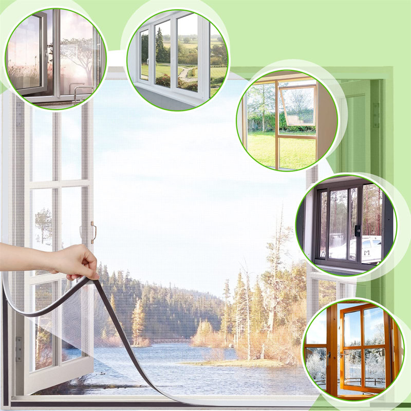 Magnetic Window Screen, Fly Screen For Windows Max Size 190 X 120CmFiberglass Mesh Easy Installation Prevents Insects/Flies/Mosquitoes From Entering The RoomWhite Frame With Grey Net