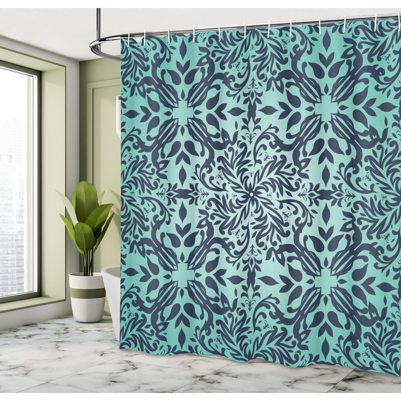 Ensemble de rideau de douche + crochets, H 84 po x l 69 po, Turquoise clair