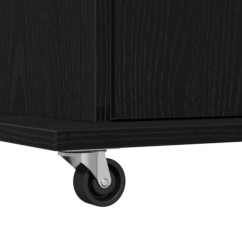 Lectern With Wheels & Drawer 55X55x107 Cm Engineered Wood, Black Oak