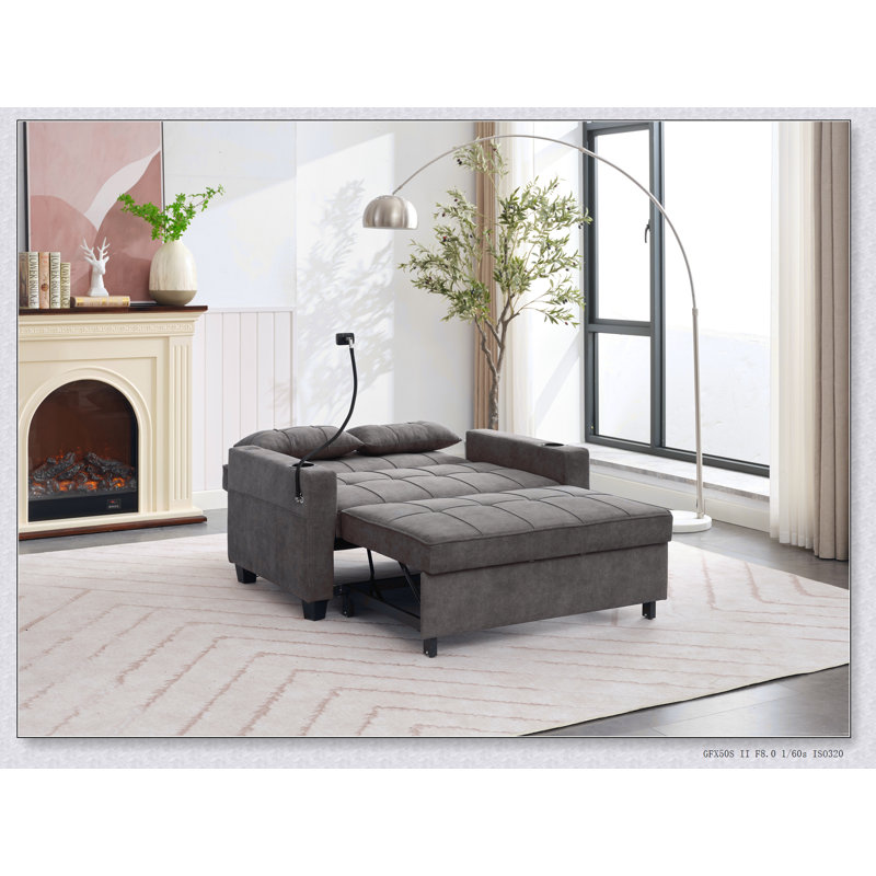 Futon-chair convertible 3-en-1 avec ports USB, résistant à l'usure