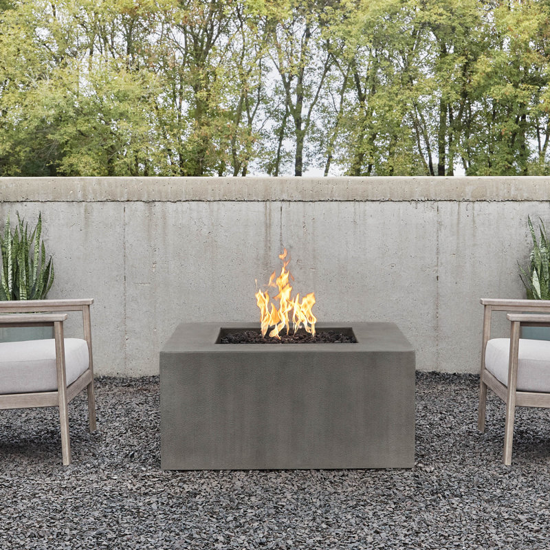 Estes Concrete Propane Fire Pit Table by Jensen Co., Carbon, 19" H x 40" W x 40" D, Propane