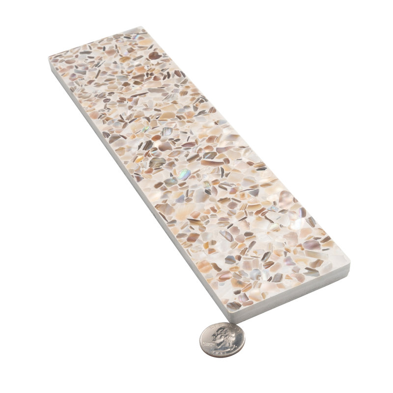 Amalfi 3x12 in. Ivory White with Copper flecks Glossy Shell, Terrazzo Elongated Subway Wall and Floor Tile (5 sq ft/case, 20-Pack)