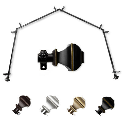 Anferney 4-Sided Bay Window Single Curtain Rod & Hardware Set