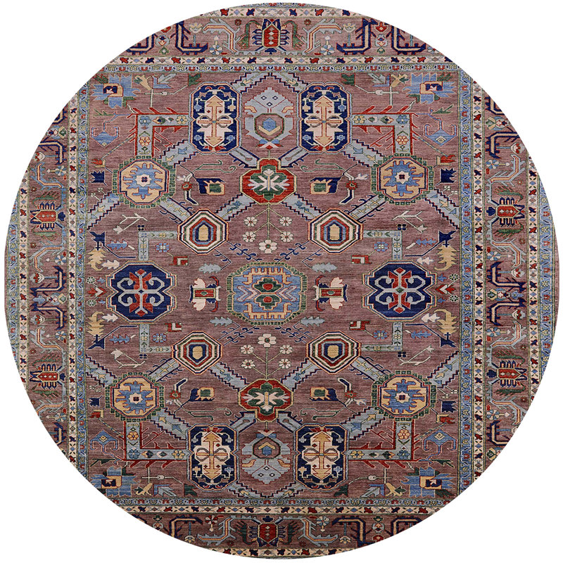 Tapis 100% Mid-Century moderne lavable à la machine 2336, Rond 5 pi
