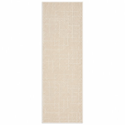 Tojo Linen-Weave Plush Cut-to-Length Runner Rug, Extra-Long Hallway and Stair Runner, Rubber Backed Non-Slip, Ivory, 17 ft x 31 in
