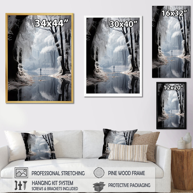 Winter Solitude Forest, reproduction d'art sur toile, 44" H x 34" W, Toile tendue