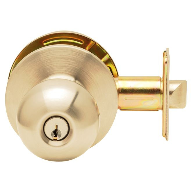 Poignée de porte d'entrée à boule 2, Acier inoxydable satiné