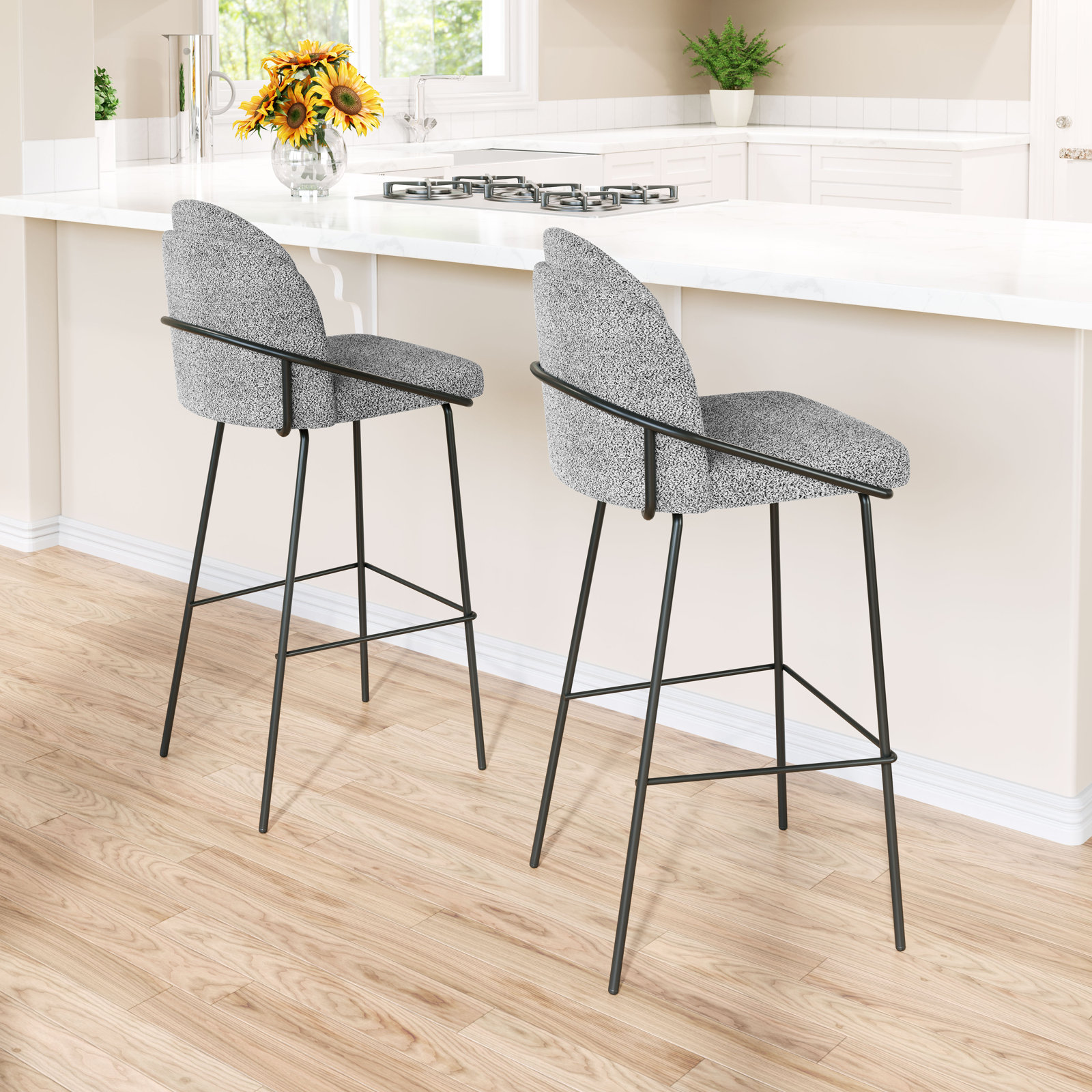 Aleashia Bar and Counter Stool, Bar Stool (30.3" Seat Height), Gray