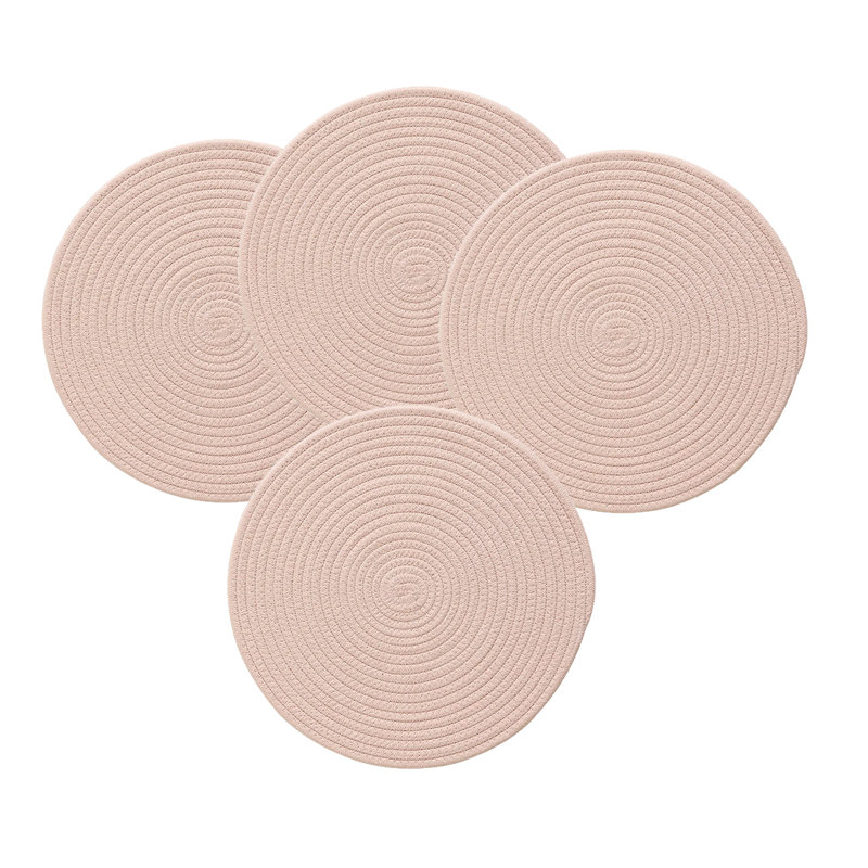 Brettly Braided Round Placemat, Pink, 12" x 12"