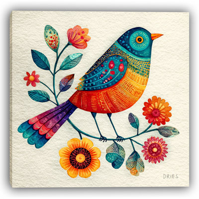 Art sur toile, plumes ornées et fantaisie florale