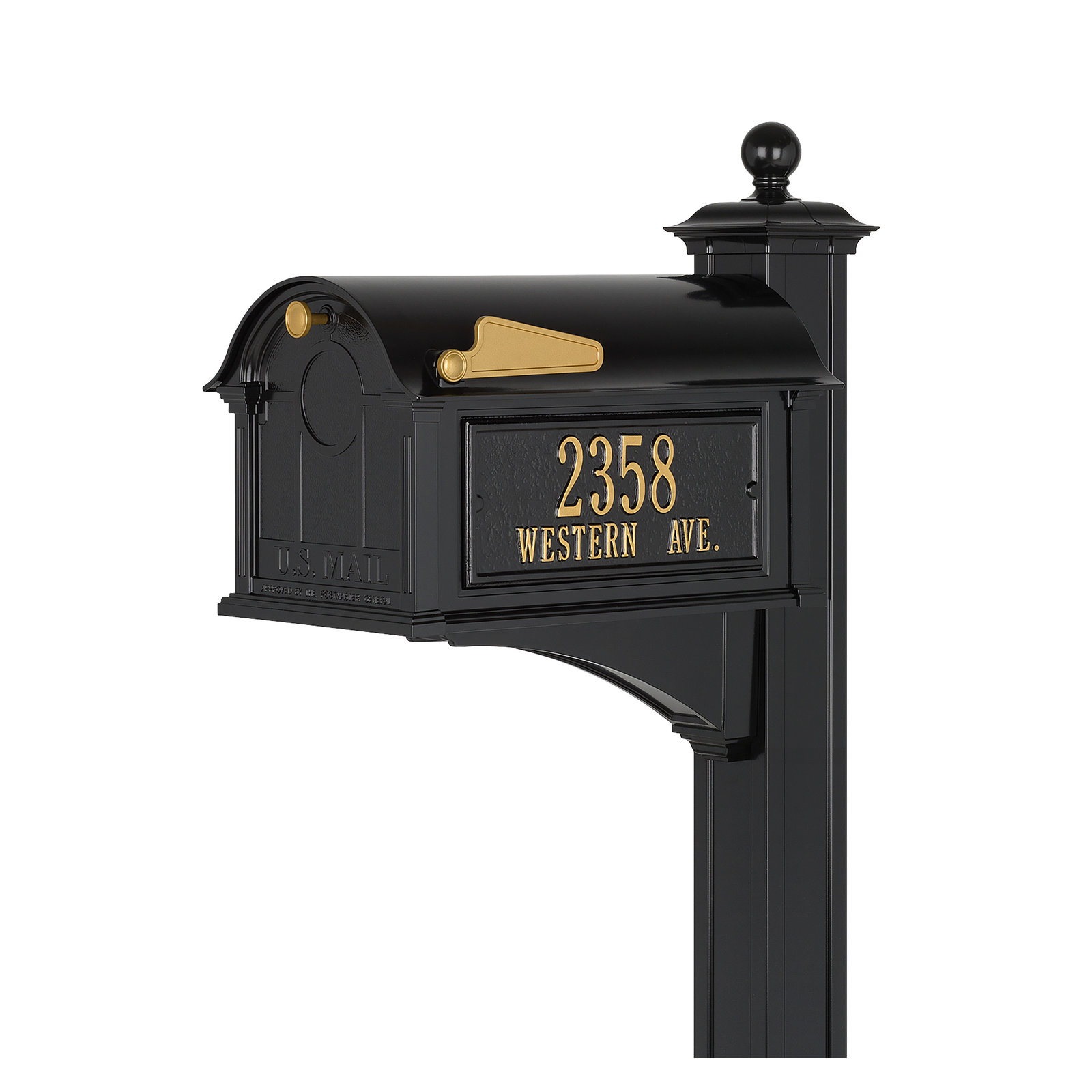 Balmoral Post Mounted Mailbox, Black, Yes