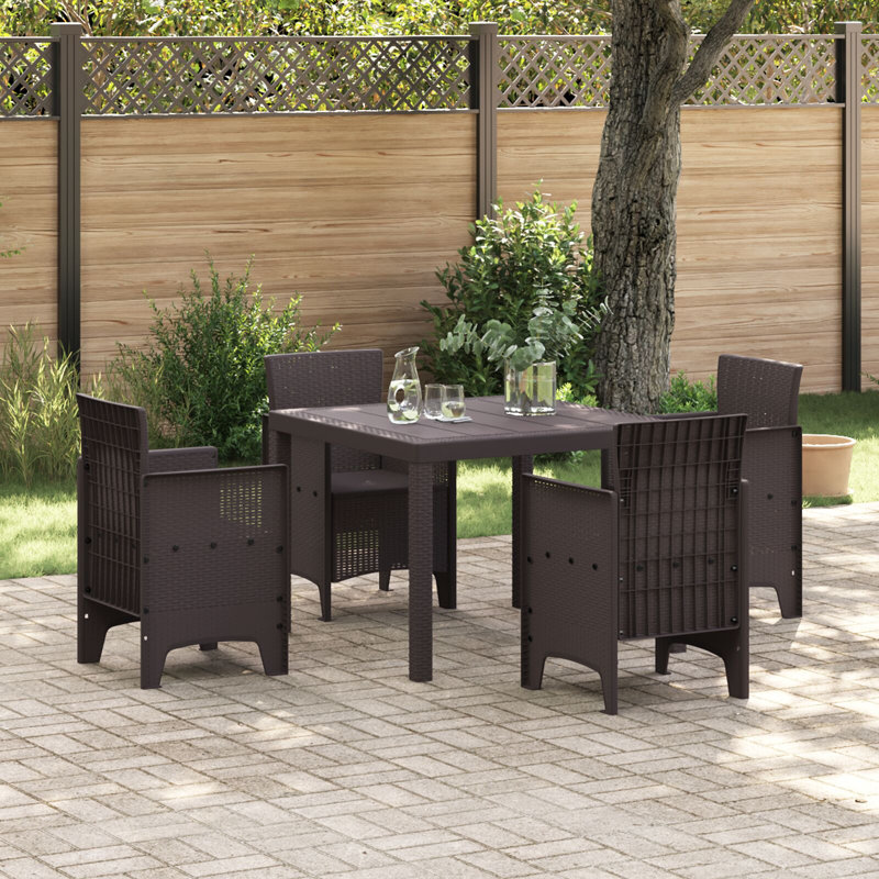 vidaXL Garden Table Brown 39.37 x 39.37 x 28.74 in Poly Rattan