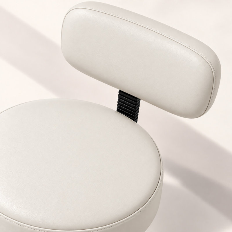 Chaise de dessin ergonomique avec dossier, tabouret de bureau pivotant à roulettes avec repose-pieds réglable - Blanc/2 pièces