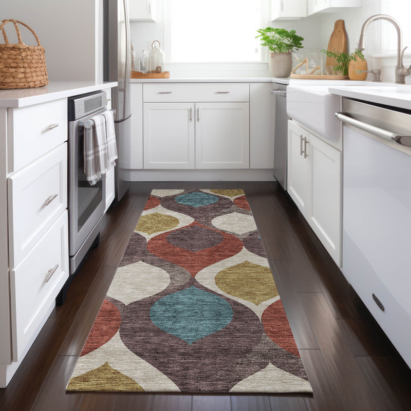Washable Geometric Indoor / Outdoor Rug, Runner 2'3" x 7'6"