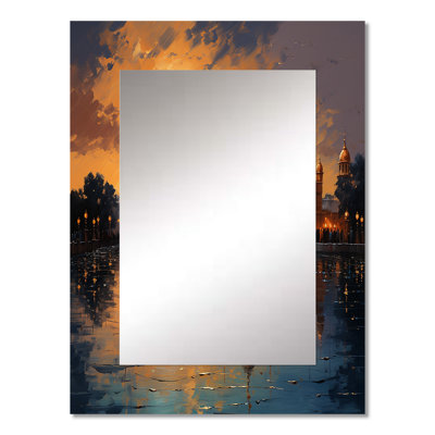 Hinduisim Golden Temple II - Hinduism Decorative Mirror, Traditional Large Wall Mirror, Printed Metal Art