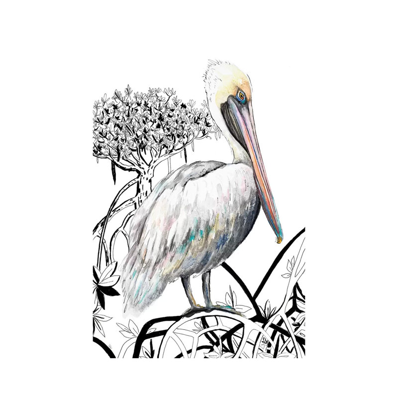 Pelican On Branch II by Patricia Pinto - Wrapped Canvas Gallery-Wrapped Canvas Giclée, 66.04 cm H x 45.72 cm W