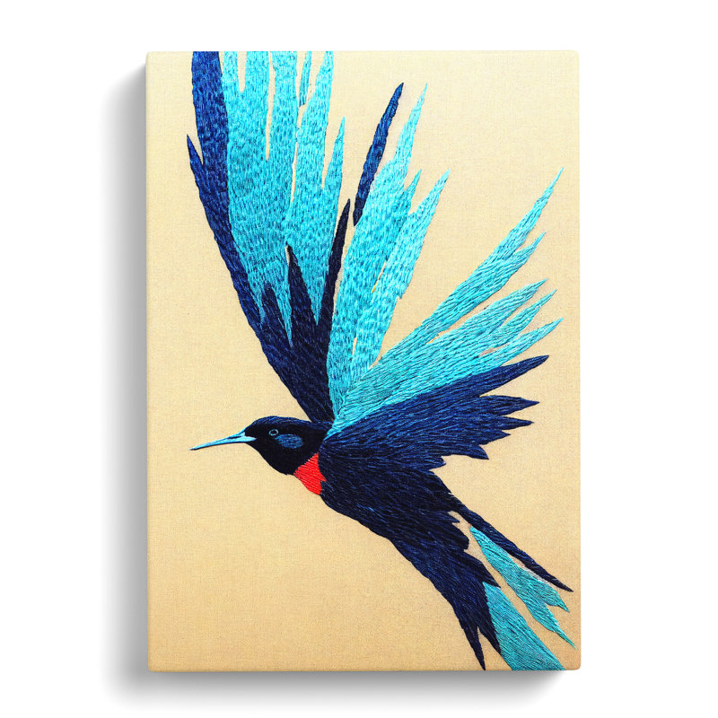 Swallow Embroidery - Wrapped Canvas, 50cm H x 35cm W x 3cm D
