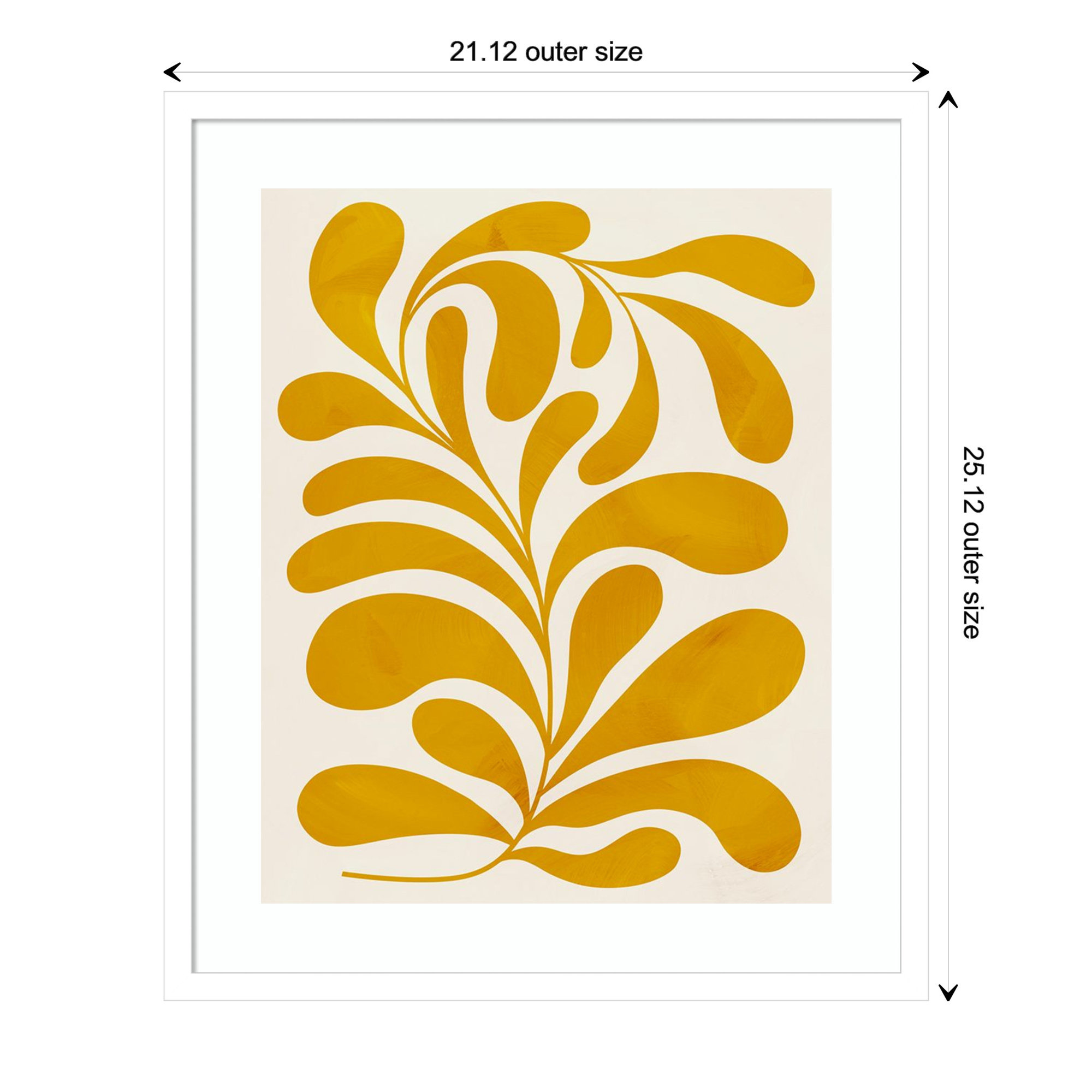 Goldenrod II by Grace Popp, 25" H x 21" W x 1" D, White