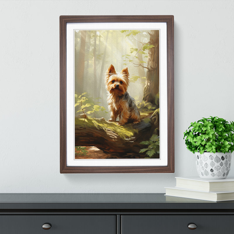 Yorkshire Terrier Informel - Single Picture Frame Print on Wood, 46cm H x 34cm W x 2cm D, Walnut