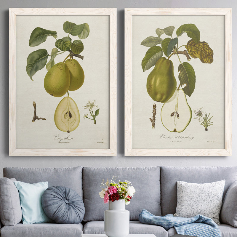 Toile encadrée de qualité supérieure Vintage Pears III - prête à être accrochée, H 20 po x l 34 po x P 1,5 po
