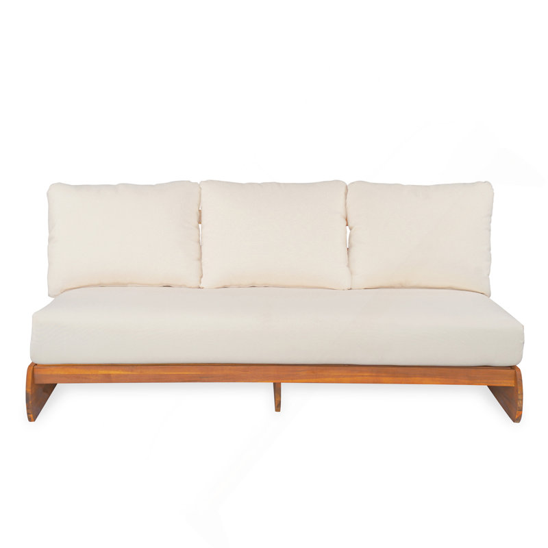 Paresseux d'extérieur 3 places en acacia beige, Coussin beige / structure en teck