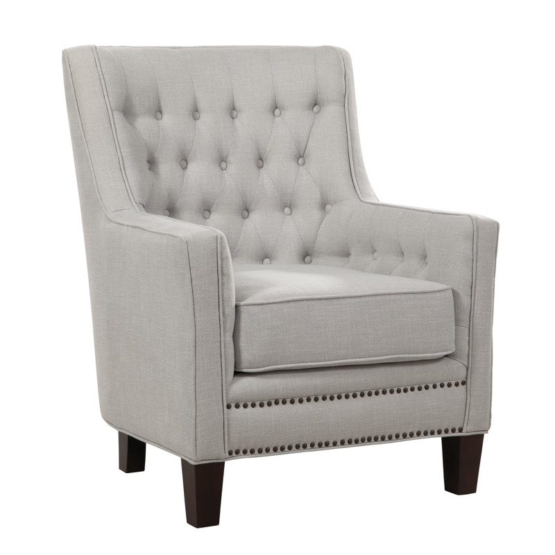 Samantha Upholstered Diamond Button Tufted Arm Chair with Nail Trim