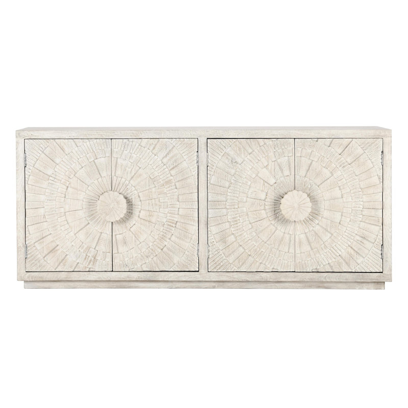 Apollo 84'' White Wash Mango Wood Sunburst Sideboard