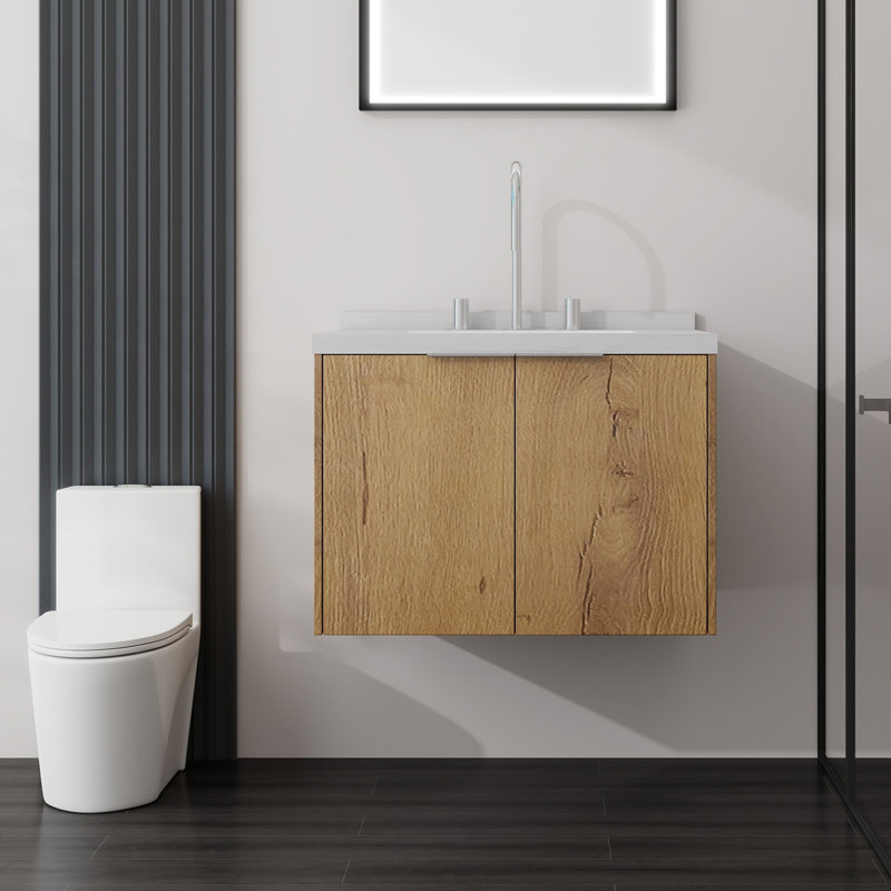 Meuble-lavabo flottant avec lavabo, Natural, 24" W