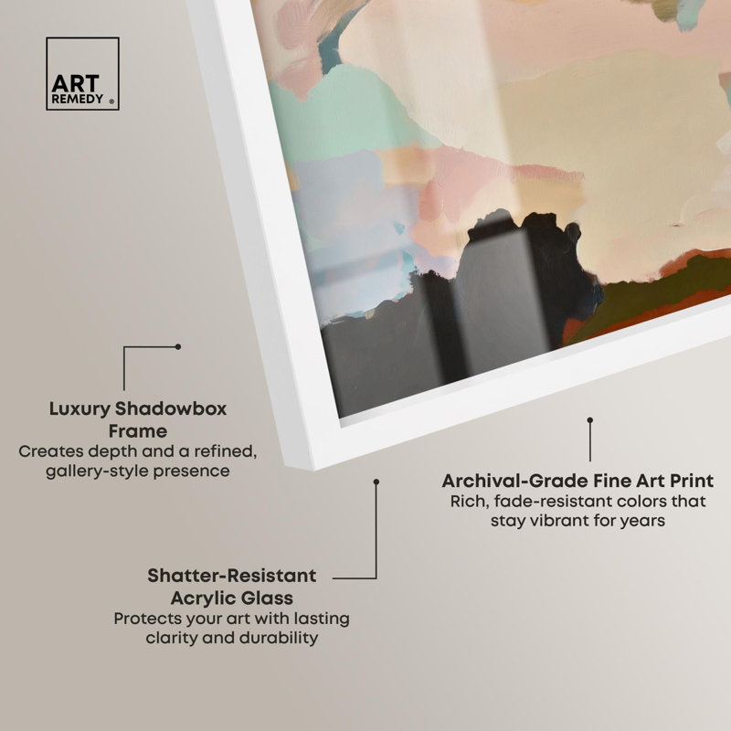 «Brushed Beauty I Shadowbox Print», art mural vert par Art Remedy, H 13 po x l 13 po, Blanc