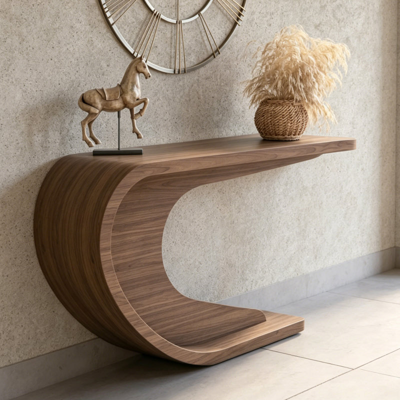 Console moderne de style nordique, H 31,5 po x l 55,1 po x P 15 po, Brun