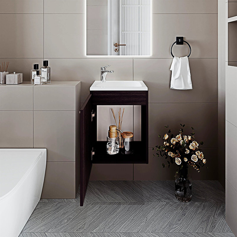 Bathroom Vanity With Integrated Sink, Dark Brown