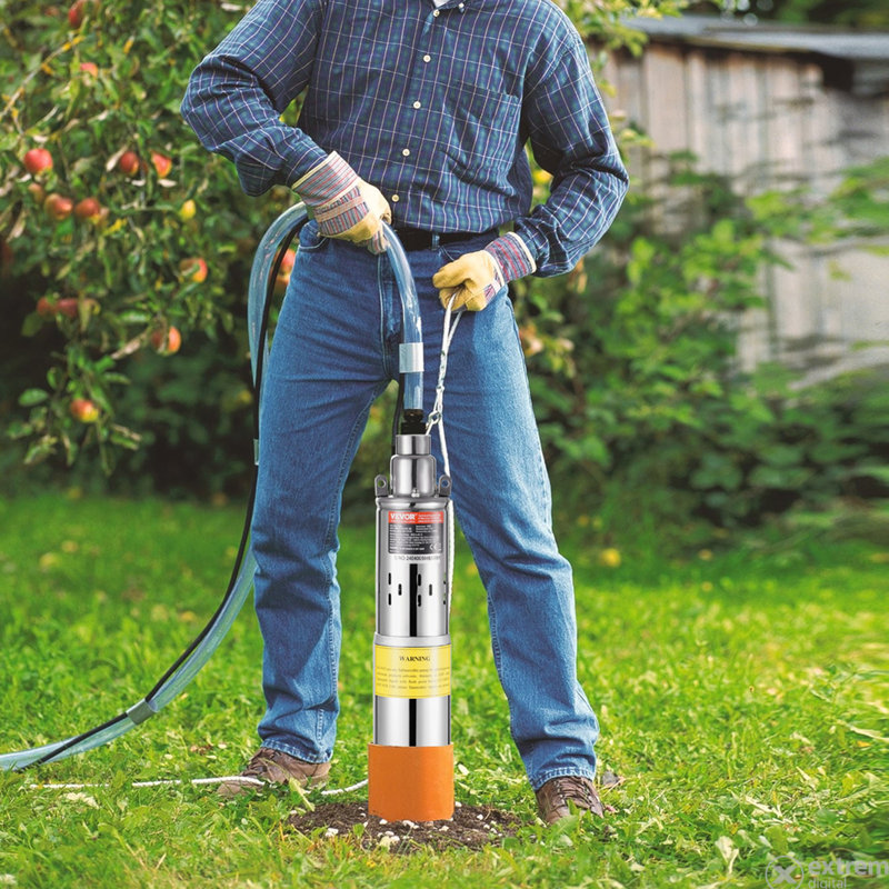 Pompe à eau solaire, pompe à puits profond submersible 48V DC 369W