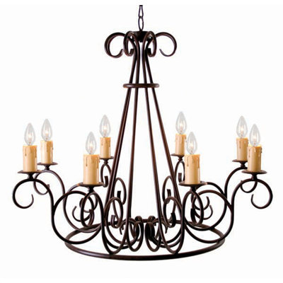 Lustre en roue de chariot à 8 lumières Marguerite