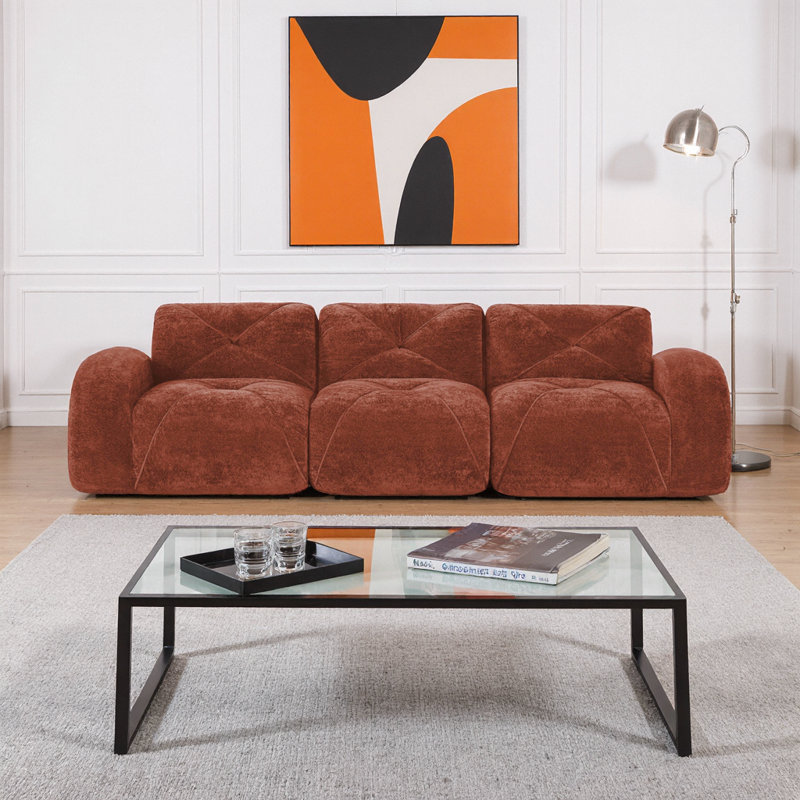 Canapé modulaire de luxe modulaire en tissu d'ameublement en velours, sans assemblage, de conception ergonomique Syrova, 3