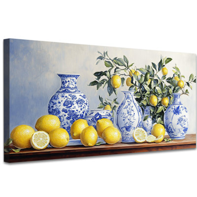 Art mural citron, affiche de décoration murale de cuisine citron, impression d'art sur toile, fruits de cuisine italienne, images de cuisine méditerranéenne pour art mural, images de citron rétro pour décoration de cuisine 16 po x 32 po
