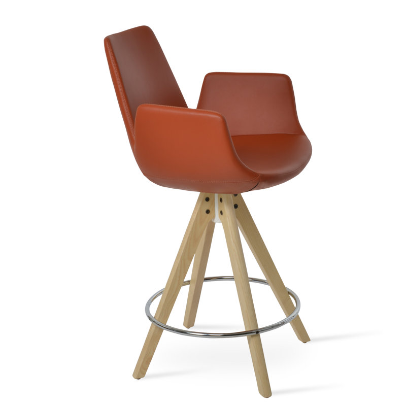 Eiffel Arm Pyramid Stool, Natural, Brick, Counter Stool