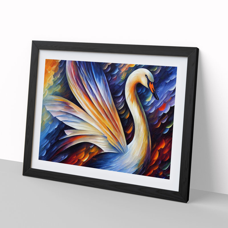 Swan Vol.1 Abstract - Single Picture Frame Painting, 46cm H x 64cm W x 2cm D, Black Framed