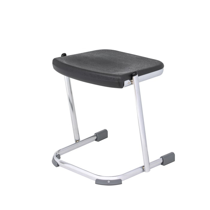 ErgoComfort 20" Black Metal Laboratory Backless Stool
