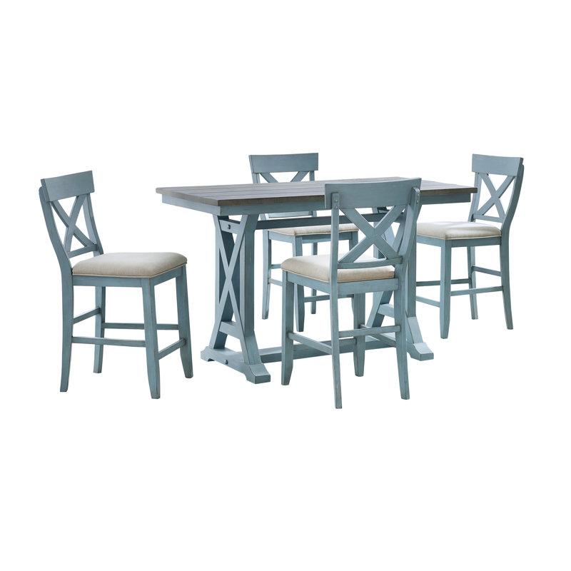 Amiee-Lee Trestle Dining Table, Light Turquoise, 36" H x 60" W x 30" D