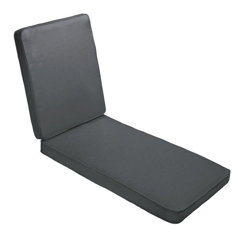 Outdoor 3'' Chaise Lounge Seat / Back Cushion, 3" H x 25" W x 79" D, Charcoal
